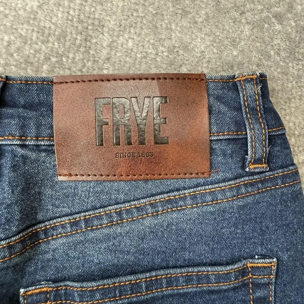 FRYE Skirt Womens 2 Blue Denim Button Front A-Line Pockets Stretch Jean Casual